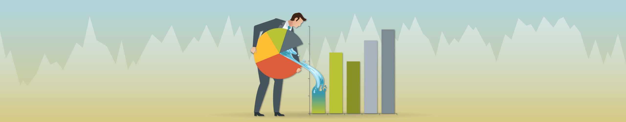 Illustration of a person managing liquidity into a chart